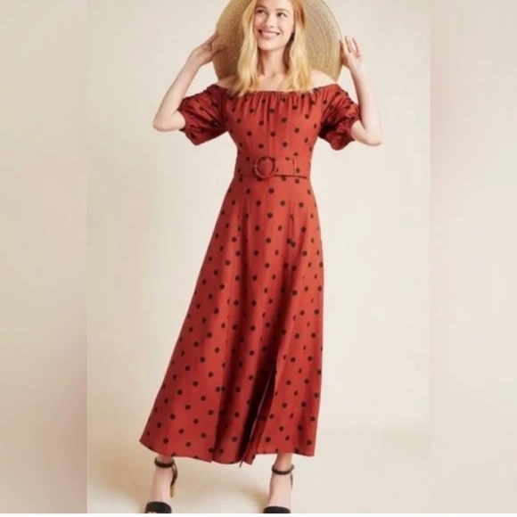 Anthropologie Dresses & Skirts - Anthropologie Maeve Polka Dot off the shoulder dress Size 6